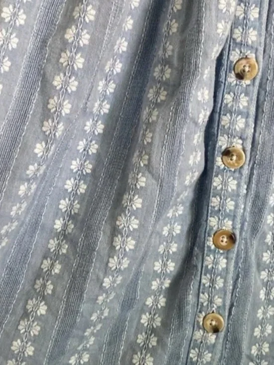 Free People Rodeo Prairie Floral Blue Midi Dress Boho Western Size S - Picture 2 of 7